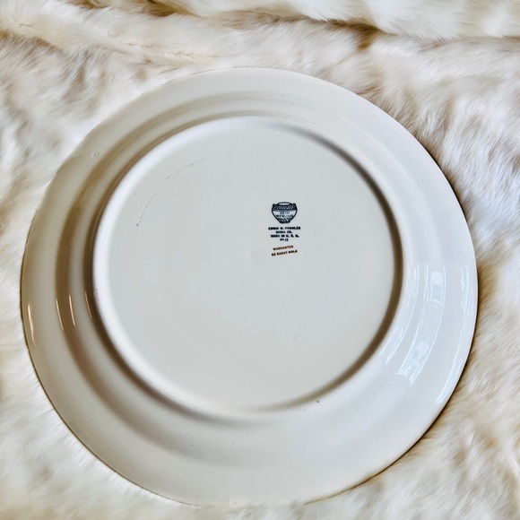 Antique 1930 Edwin M. Knowles China Co. Semi Vitreous Plate Floral 22k Gold - Picture 3 of 4